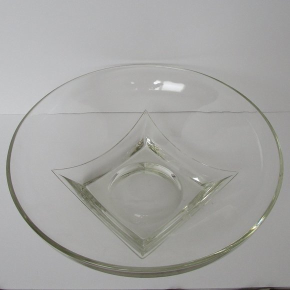 Dining Shallow Glass Bowl With Square Pedestal Base Poshmark